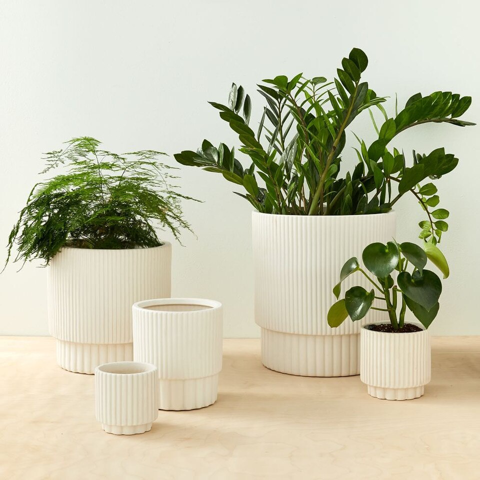 Fluted Indoor/Outdoor Planters White west elm Australia